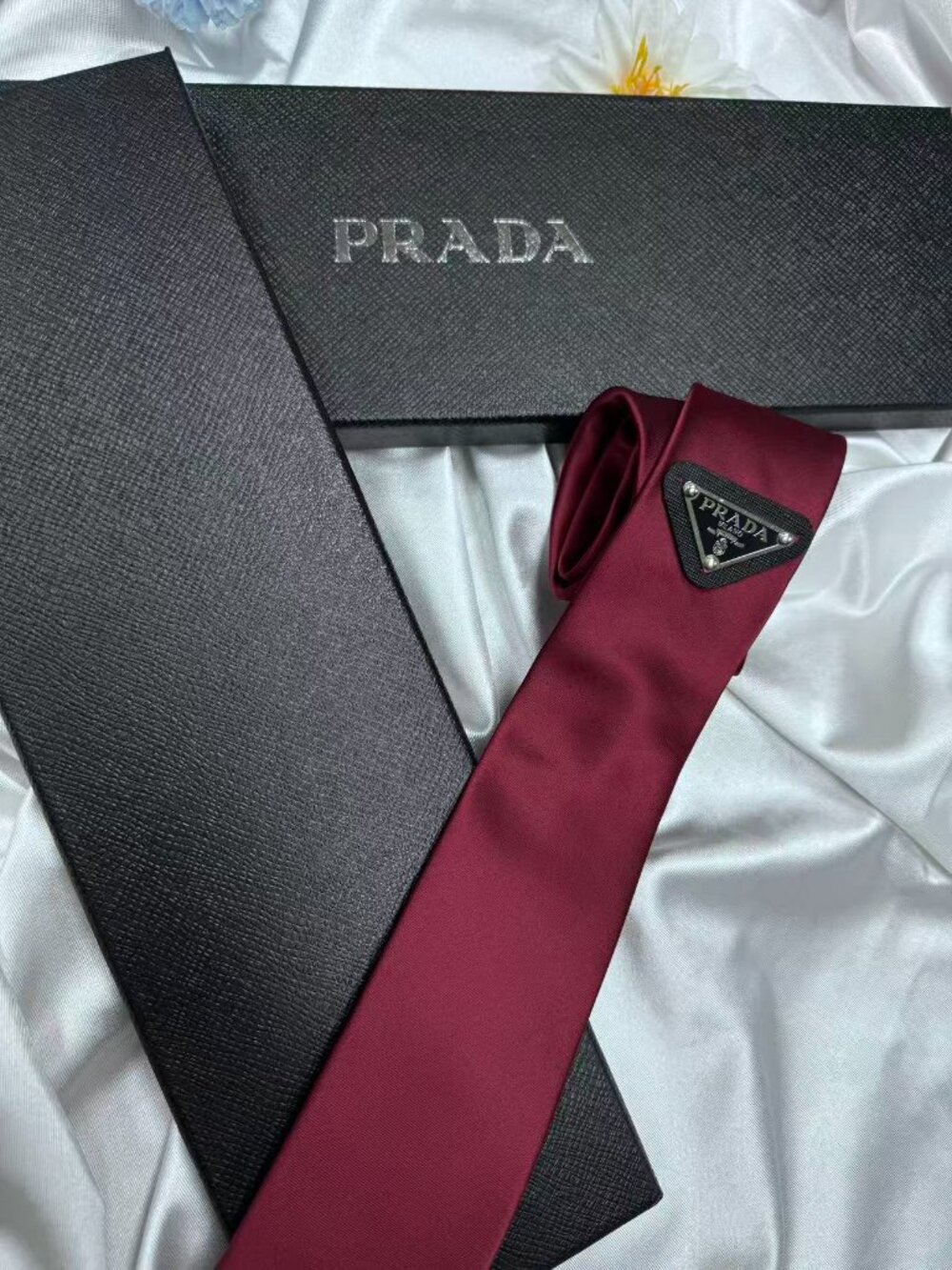 NWT Prada Red Tie Signature Logo  ❤️ Formal Wedding Business Necktie 🎁 - Picture 3 of 6